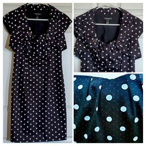 White House Black Market, Navy, Polka-Dot Tank Sheath Dress & Jacket, Size 8